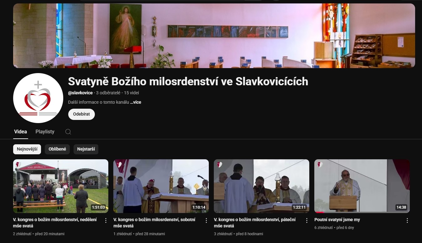 Záznamy z V. kongresu o Božím milosrdenství na YouTube